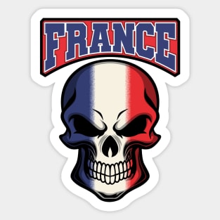 FRANCE FLAG IN A SKULL EMBLEM Sticker